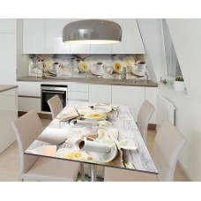 Наклейка 3Д вінілова на стіл Zatarga «Пригощання ангела» 600х1200 мм для будинків, квартир, столів, кав'ярень.