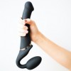 Безремінний страпон з вібрацією Strap-On-Me Vibrating Black M, діаметр 3,3 см, пульт ДК, регульовани в інтернет супермаркеті PbayMarket!