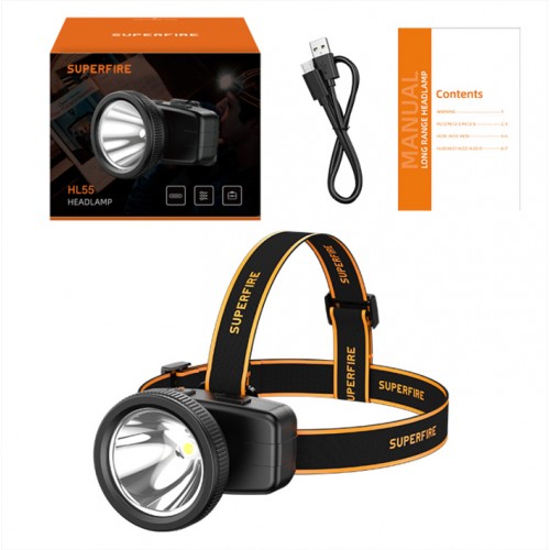 Ліхтар налобний акумуляторний HL55-S Superfire 300 Lumen IP42