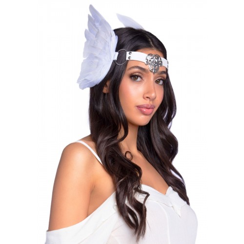 Пов’язка на голову з крилами Leg Avenue Feather headband White, пір’я та натуральна шкіра в інтернет супермаркеті PbayMarket!