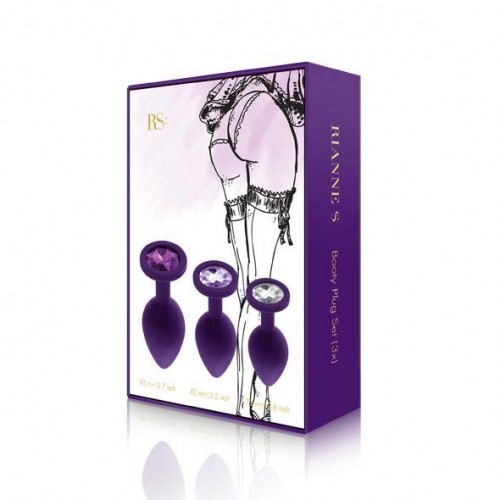 Набір силіконових анальних пробок із кристалом Rianne S: Booty Plug Set Purple, діаметр 2,7см, 3,5см в інтернет супермаркеті PbayMarket!