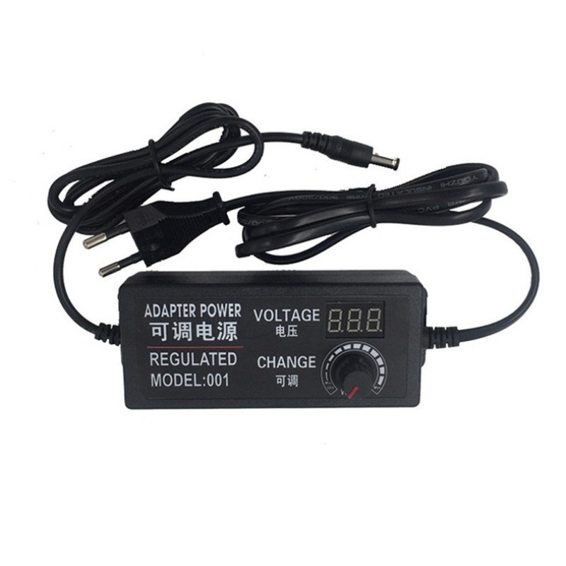 Блок живлення універсальний регульований 3-24В 2А 5.5x2.5 мм з перехідниками 9шт Чорний (3-24В2А) Foxsur