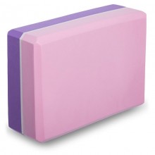 Блок для йоги двокольоровий FI-1713 EVA 120g, р-р 23х15х7, 5см Рожевий-фіолетовий (AN0709)