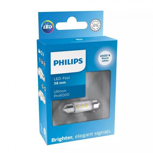 Світлодіодна лампа Philips 11854WU60X1 White Ultinon Pro6000 12V C5W 38mm 4000K 1 шт