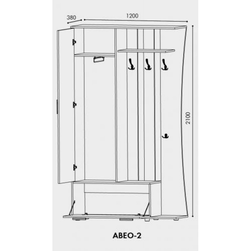 Передпокій із дзеркалом Еверест Авео-2 венге + дуб молочний (EVR-2189)