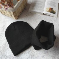 Комплект шапка з хомутом Luxyart унісекс розмір підлітковий чорна (OL-002)
