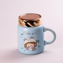 Кружка керамічна Happy Life 420 мл Cute girl з кришкою блакитний (HPCY8240BL)