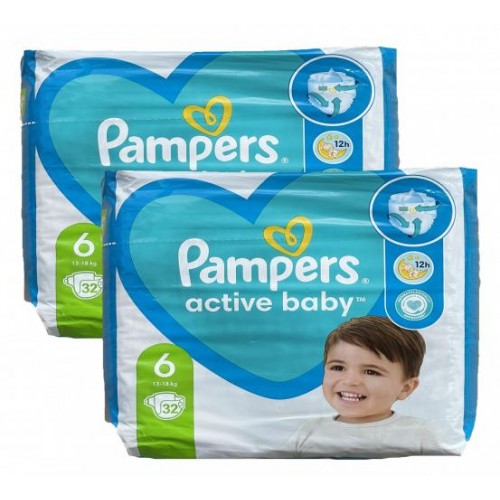 Дитячі одноразові підгузки Pampers Active Baby 6 13-18 кг 64 шт в інтернет супермаркеті PbayMarket!