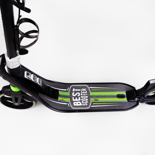 Двоколісний складаний самокат ліхтарик 2 амортизатора Best Scooter 100 кг Black and green (114435) Двоколісний складаний самокат ліхтарик 2 амортизатора Best Scooter 100 кг Black and green (114435)
