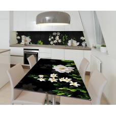 Наклейка 3Д вінілова на стіл Zatarga «Білий едельвейс» 600х1200 мм для будинків, квартир, столів, кафе