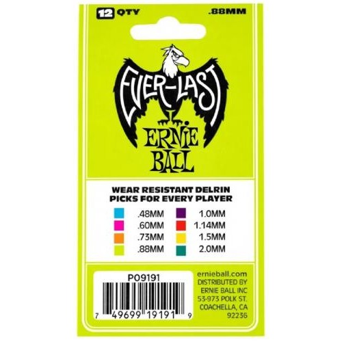 Медіатори Ernie Ball 9191 Green Everlast Guitar Player's Pack 0.88 mm (12 шт.) Медіатори Ernie Ball 9191 Green Everlast Guitar Player's Pack 0.88 mm (12 шт.)