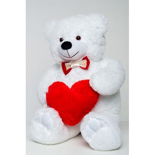 Плюшевий ведмедик з серцем Mister Medved Майк 85 см Білий (027) Плюшевий ведмедик з серцем Mister Medved Майк 85 см Білий (027)