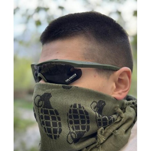 Тактичні окуляри 5.11 Tactical Aileron Shield з 4 лінзами оправа оливкова з поляризацією Тактичні окуляри 5.11 Tactical Aileron Shield з 4 лінзами оправа оливкова з поляризацією
