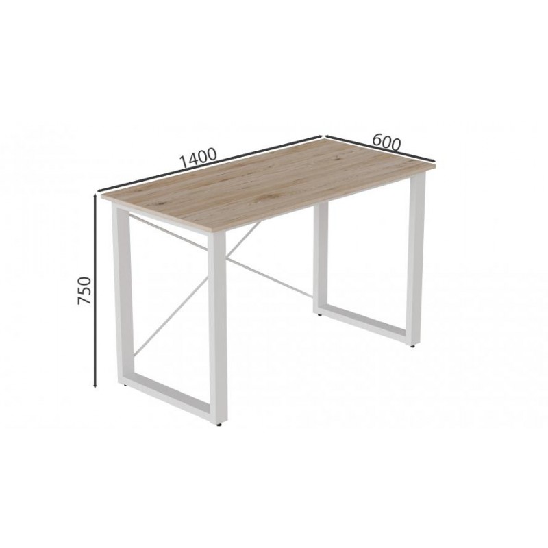 Письмовий стіл Ferrum-decor Драйв 750x1400x600 Білий метал ДСП Дуб Сан-Маріно 16 мм (DRA058)