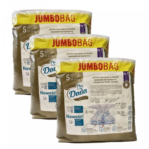 Дитячі одноразові підгузки Dada Extra Care Jumbo Bag Розмір 5 JUNIOR (15-25 кг) 204 шт