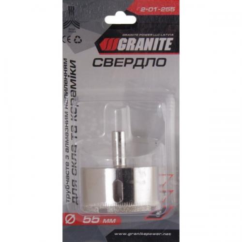 Свердло трубчасте GRANITE з алмазним напиленням для скла та плитки 55 мм 2-01-255 Свердло трубчасте GRANITE з алмазним напиленням для скла та плитки 55 мм 2-01-255