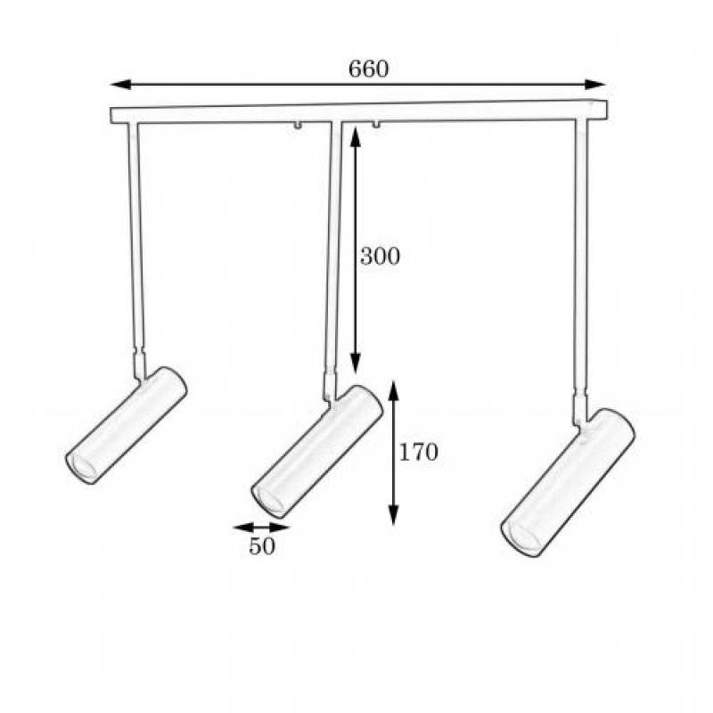 Світильник із поворотними плафонами на планці MSK Electric Telescope NL 1730-3 W