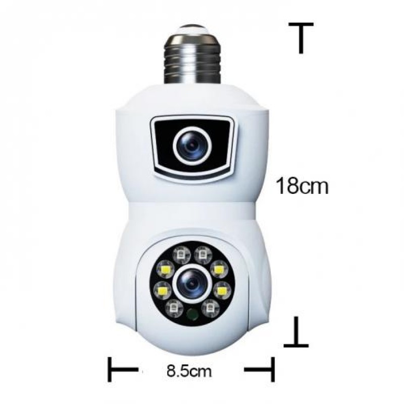 IP камера відеоспостереження в патрон RIAS V380-E27 (v380 APP) Wi-Fi 2 об'єктива 2MP+2MP White