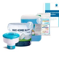 Набір для щоденної дезінфекції «Аква Догляд»  InPool 80540 (MAX хлор 7 кг, MAX поплавець,  альгенікс 5 л, тести). Засоби для об'єму 27 ÷ 40 м³