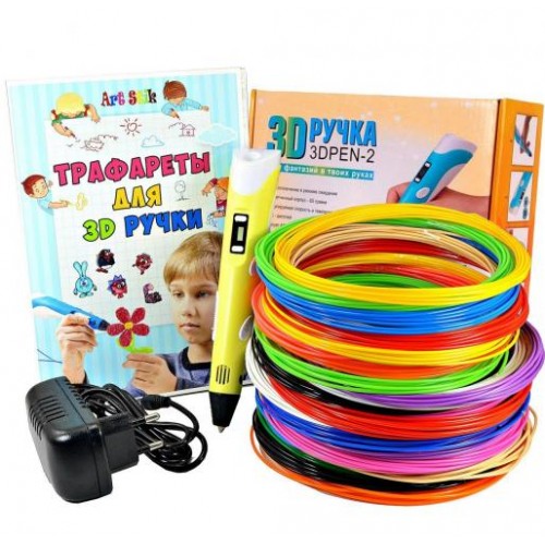 3D Ручка Smart Pro 3D Pen з РК-дисплеєм Набір Еко пластика 49м Трафарети Жовта 3D Ручка Smart Pro 3D Pen з РК-дисплеєм Набір Еко пластика 49м Трафарети Жовта
