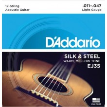 Струни для акустичної гітари D'Addario EJ35 Silk & Steel Light Acoustic Guitar 12-Strings 11/47