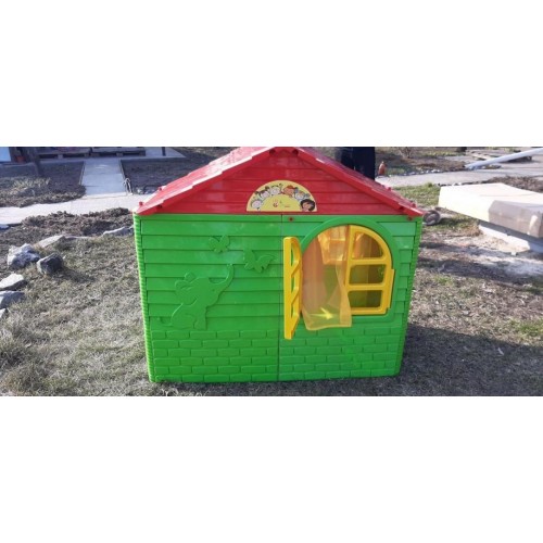 Дитячий ігровий пластиковий будиночок зі шторками 02550/13 129*69*120 см Зелено-червоний Дитячий ігровий пластиковий будиночок зі шторками 02550/13 129*69*120 см Зелено-червоний