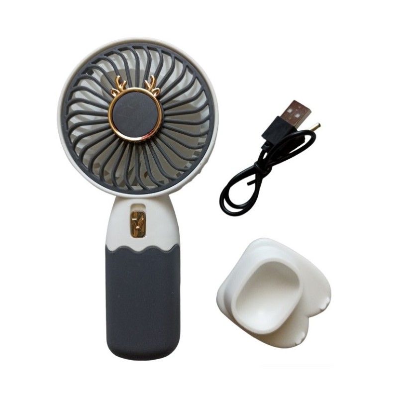Вентилятор ручний акумуляторний Mini Fan ZB088C USB Сіро-білий