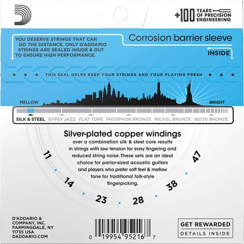 Струни для акустичної гітари D'Addario EJ40 Silk & Steel Folk Acoustic Guitar Strings 11/47 Струни для акустичної гітари D'Addario EJ40 Silk & Steel Folk Acoustic Guitar Strings 11/47