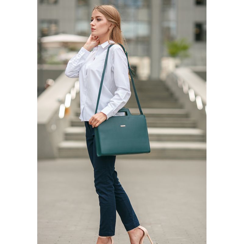 Жіноча шкіряна сумка для ноутбука та документів BlankNote 15 Dark Green (BN-BAG-36-malachite)