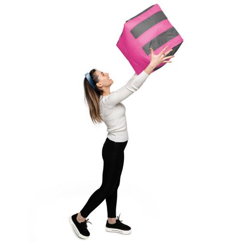 Пуф Кубик Смугастий Оксфорд 40х40 Студія Комфорту Сірий + Рожевий