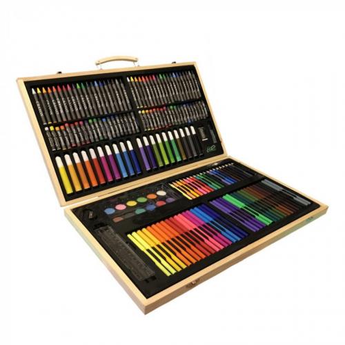 Дитячий набір творчості для малювання RIAS 220 предметів у дерев'яній валізі (3_01197) Дитячий набір творчості для малювання RIAS 220 предметів у дерев'яній валізі (3_01197)