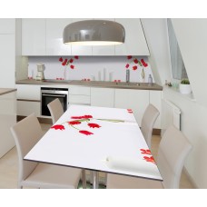 Наклейка 3Д вінілова на стіл Zatarga «Строкаті тюльпани» 600х1200 мм для будинків, квартир, столів, кав'ярень, кафе