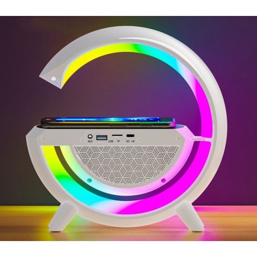 Настільна смарт лампа-нічник Light-Wireless Happy Light з колонкою бездротовою зарядкою та годинником (BT-3401)