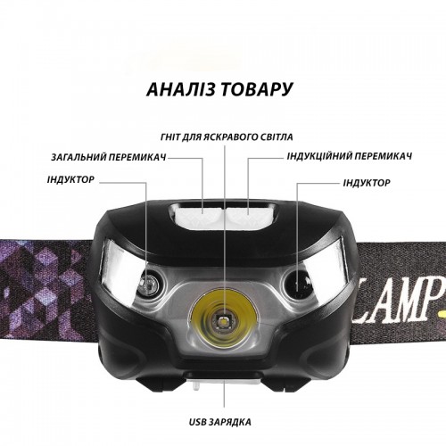 Налобний ліхтар Solve LED 120 Лм акумулятор з USB KT6008001 Налобний ліхтар Solve LED 120 Лм акумулятор з USB KT6008001