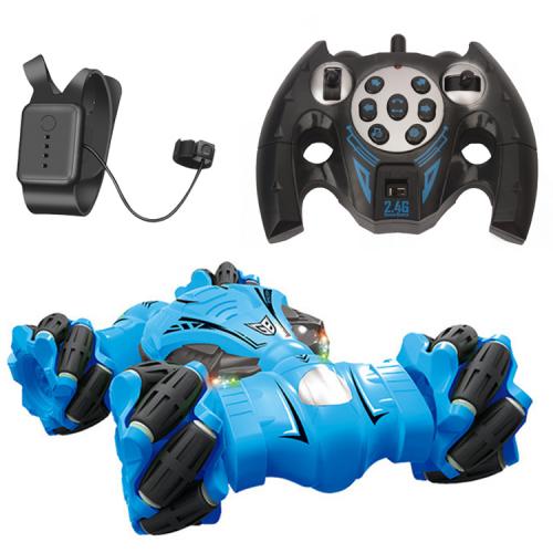 Трукова дрифт машинка перевертень 26см на радіокеруванні жестами та пультом YT Drift Stunt Car 510 звукові та світлові ефекти обертання на 360° Синя