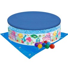 Басейн дитячий каркасний Intex 56452-3 «Океан», 183 х 38 см, з кульками 10 шт, тентом, підстилкою