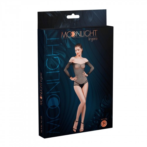 Сітчасте боді зі стразами Moonlight Model 09 XS-L Black, відкриті плечі в інтернет супермаркеті PbayMarket!