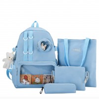 Шкільний рюкзак для дівчинки Hoz 4 в 1 Rabbit Блакитний (SK001593)