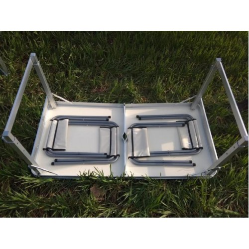 Розкладний стіл посилений Easy Campi для пікніка зі стільцями набір у валізі Коричневий+Мангал Розкладний стіл посилений Easy Campi для пікніка зі стільцями набір у валізі Коричневий+Мангал