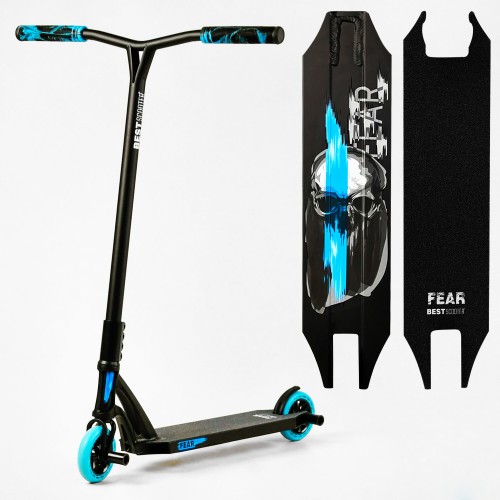 Самокат трюковий Best Scooter FEAR SCS система пеги алюмінієвий диск та дека колеса PU 100 кг Black and blue (112900) Самокат трюковий Best Scooter FEAR SCS система пеги алюмінієвий диск та дека колеса PU 100 кг Black and blue (112900)