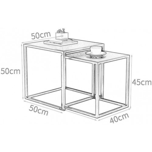 Комплект журнальних столиків GoodsMetall у стилі Лофт 500х500х500 ЖС148 Комплект журнальних столиків GoodsMetall у стилі Лофт 500х500х500 ЖС148