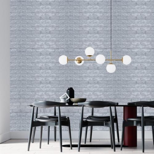 Самоклеюча 3D панель Sticker Wall SW-00001445 Під срібну цеглу в рулоні 3080x700x3мм