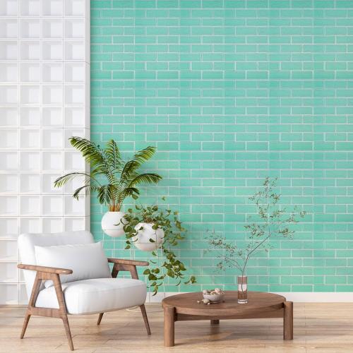 Самоклеюча стінова панель Sticker Wall  3D NEW CULTURAL WALL 70*70cm*5mm GREEN+SILVER (D) SW-00001803
