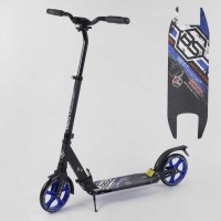 Самокат алюмінієвий Best Scooter з PU колесами, 2 амортизаторами Black/Blue (92088)