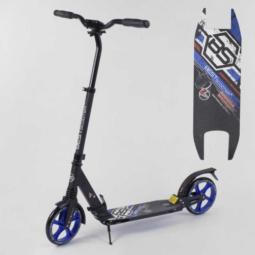 Самокат алюмінієвий Best Scooter з PU колесами, 2 амортизаторами Black/Blue (92088) Самокат алюмінієвий Best Scooter з PU колесами, 2 амортизаторами Black/Blue (92088)
