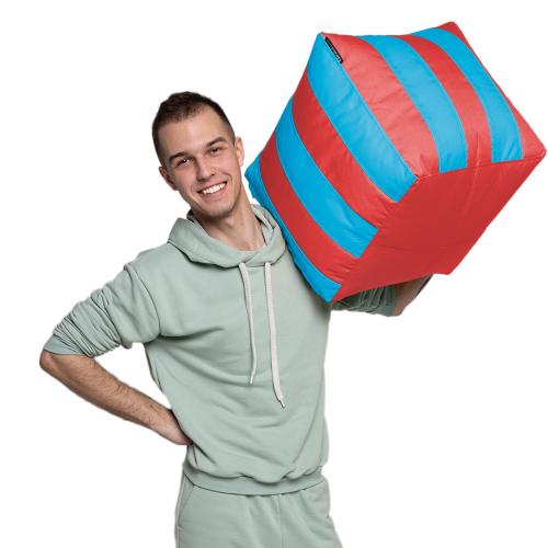 Пуф Кубик Смугастий Оксфорд 40х40 Студія Комфорту Блакитний + Червоний Пуф Кубик Смугастий Оксфорд 40х40 Студія Комфорту Блакитний + Червоний