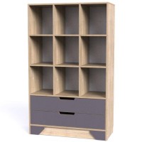 Шафа-Стелаж Тиса Мебель Модуль-104 Дуб сонома Графіт 147x40x90 см Шафа-Стелаж Тиса Мебель Модуль-104 Дуб сонома Графіт 147x40x90 см