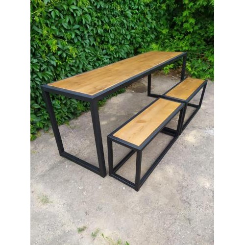 Стіл обідній з лавками GoodsMetall з металу та дерева, Лофт  Стіл обідній з лавками GoodsMetall з металу та дерева, Лофт