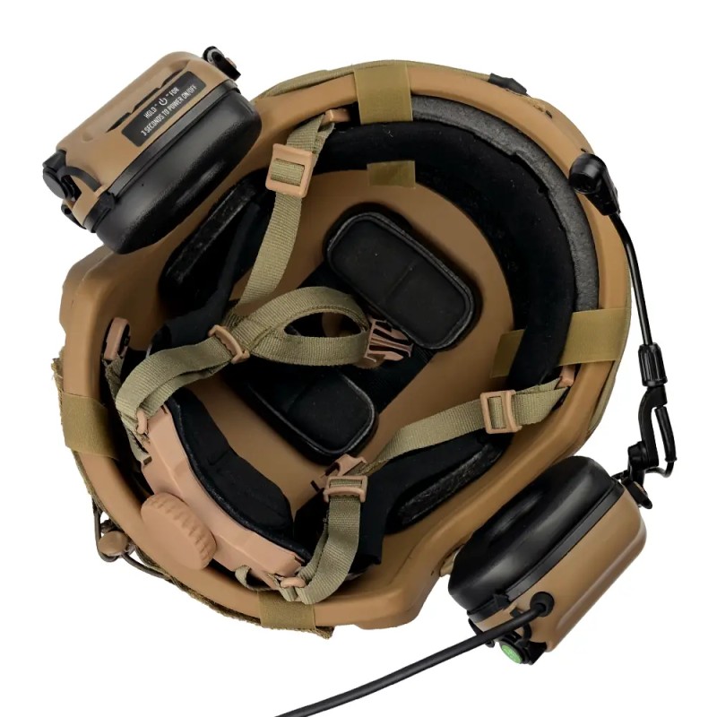 Комплект шолом FAST Team Wendy Helmet NIJ IIIA/навушники Earmor M32H MOD3/кавер L Койот