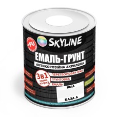 Емаль-грунт акрил-поліуретанова шовковисто-матова Skyline 3в1 Білий 0,9 кг